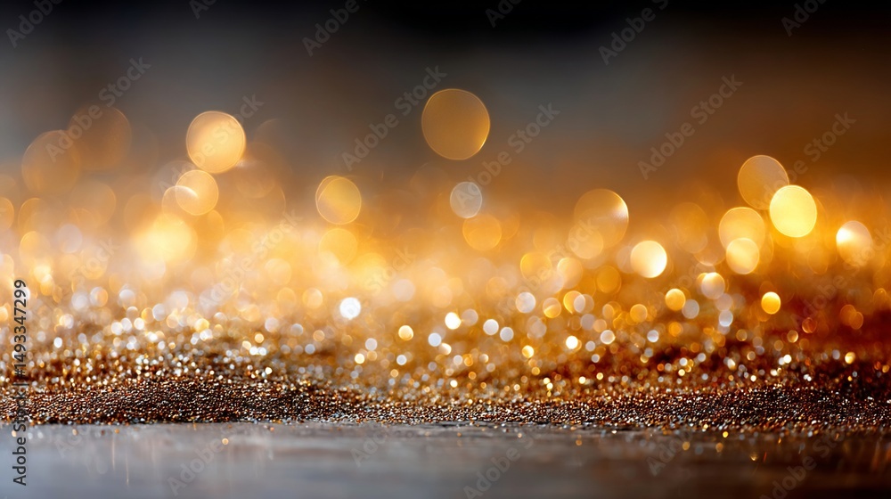 Aufkleber sparkling golden glitter particles create a dreamy, blurred bokeh effect with soft light