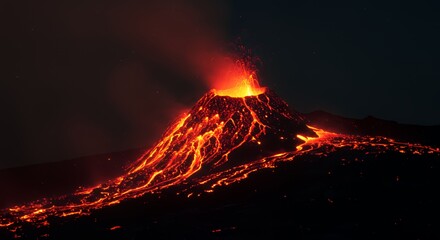 Volcano Eruption Lava Flowing