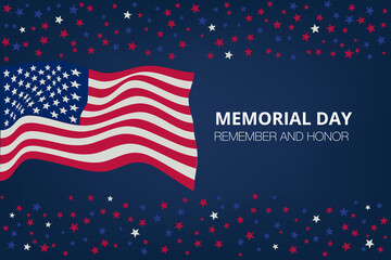 Memorial Day Banner. Illustration with American Flag