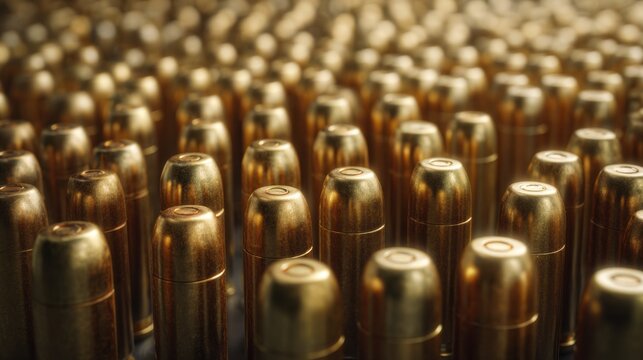 A close up of many gold bullets