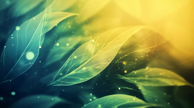 Abstract Leaves Pattern in Green and Yellow with Soft Lighting and Subtle Details for Adobe Stock Photos