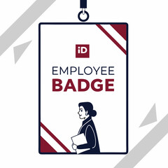 Modern employee id badge design template woman holding documents