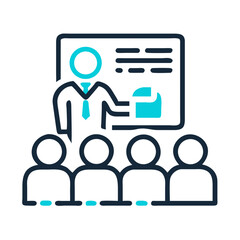 Employee training session silhouette design, clean cutout vector illustration