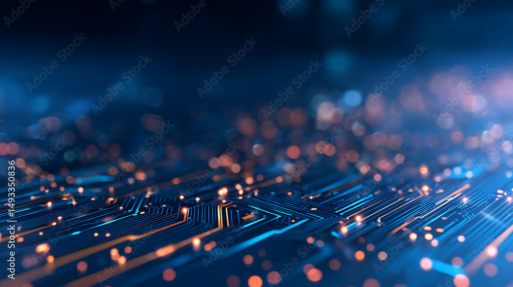Aufkleber creative digital blue circuit grid background. landing page concept. technology, innovation and ai c