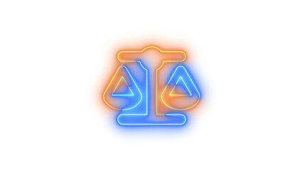 Neon scale balanced icon glowing with transparent background