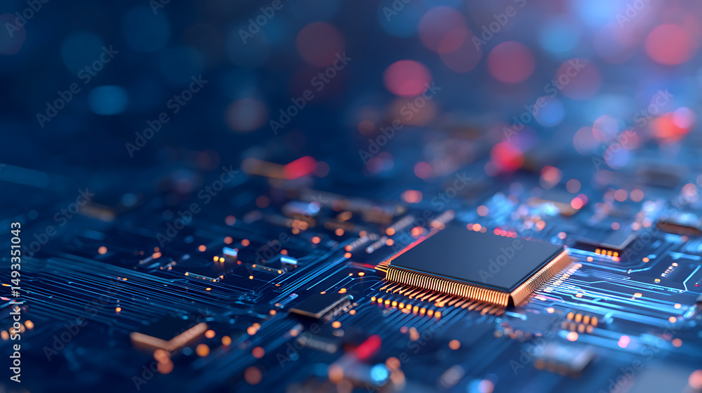 Aufkleber creative digital blue circuit grid texture. landing page concept. technology, innovation and ai conc