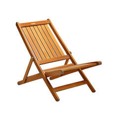 Minimalist Fold Away Wooden Beach Chair with a Refi Isolated on Transparent Background