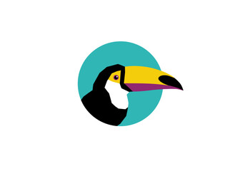 Stylized Toucan Profile Against Teal Circle