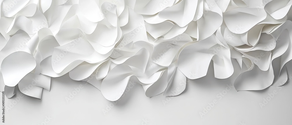 Poster soft white paper texture with flowing curves and elegant layers on a subtle grey background