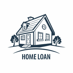 Home loan illustration house trees landscape design