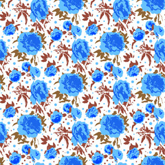 Seamless pattern  with flowers in doodle style. Vector illustration.