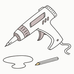 Hot glue gun and glue stick craft supplies illustration