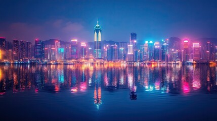 Singapore's night cityscape reveals a stunning skyline with building lights reflecting on the water