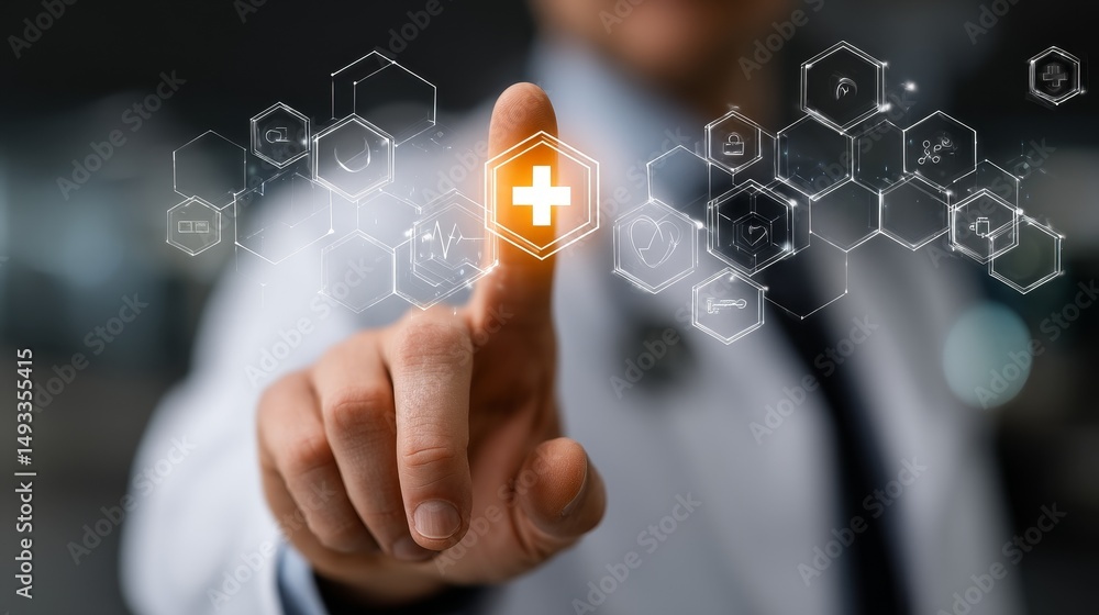 Poster transforming digital healthcare platforms through innovative technology and data integration to unlo