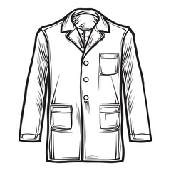 Hand Drawn Lab Coat Illustration Stylish Science and Laboratory Fashion, Medical lab coat