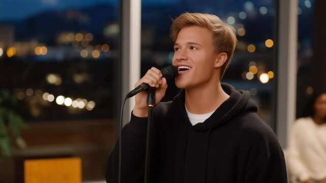 Watch a karaoke singer humorously miss the mark with off-key notes in this entertaining performance fail.