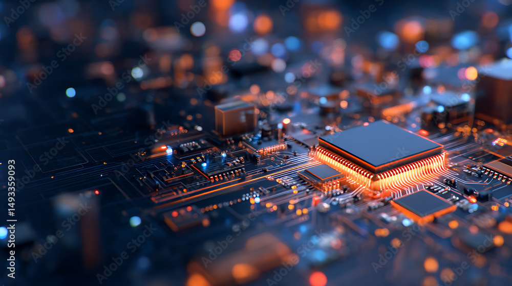 Aufkleber circuit board background. electronic computer hardware technology. generative ai 14581139 4