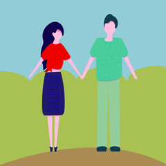 Girl and guy holding hands. Vector stock illustration eps10. Adobe Illustrator Artwork