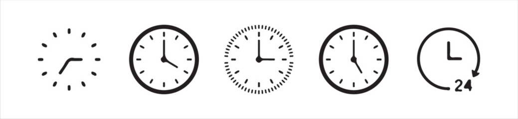  Time and Clock icons set. Clocks icon collection design. clock icon symbol, Victor illustration Eps 10.