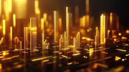 Abstract golden futuristic cityscape with a technological feel