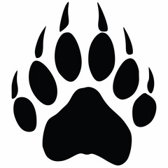 Black paw print vector icon design with animal track silhouette for pet lovers
