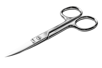 Obraz premium Shiny stainless steel scissors PNG with a transparent background