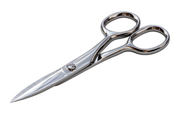 Obraz premium Shiny stainless steel scissors PNG with a transparent background