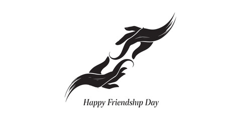 Naklejka premium Happy friendship day black calligraphy text and stylish hands 