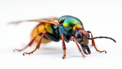 Close-up of colorful insect on white background, macro, wildlife, beetle