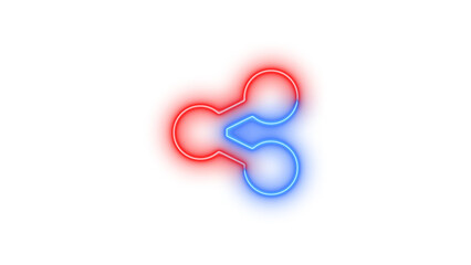 Neon share nodes icon glowing with transparent background