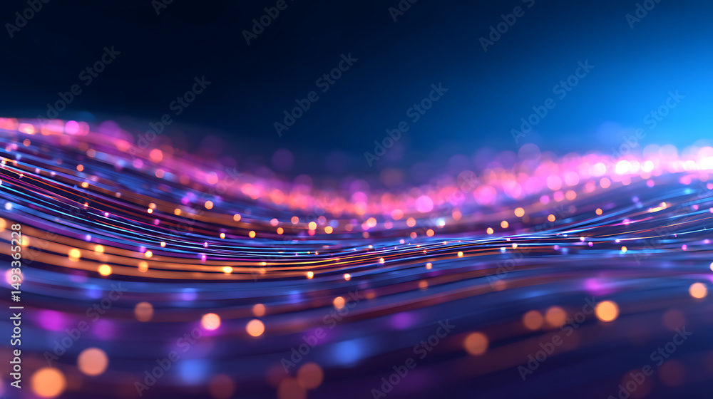 Poster futuristic technology wave with glowing lines and dots. generative ai 23874710 3