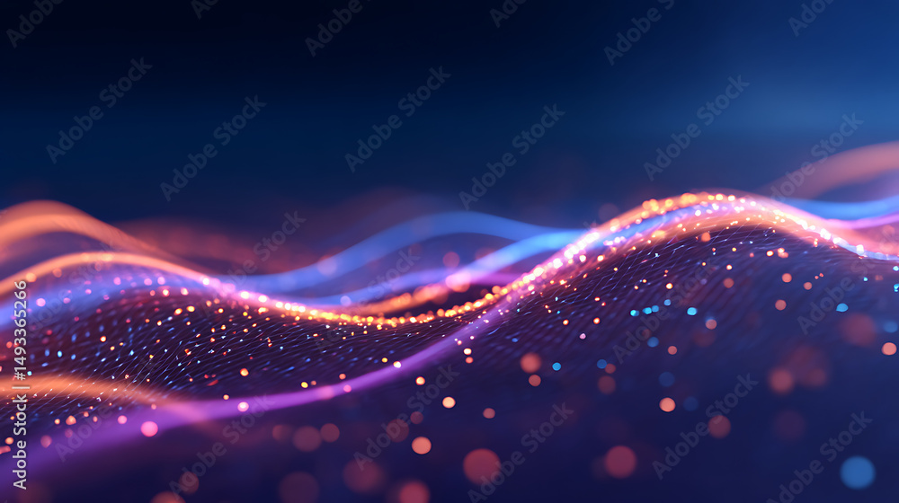 Poster futuristic technology wave with glowing lines and dots. generative ai 97930476 4