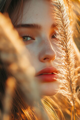 Golden Hour Light Over Tall Grass Dreamy Landscape