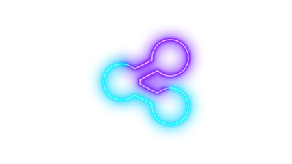 Neon share nodes icon glowing with transparent background
