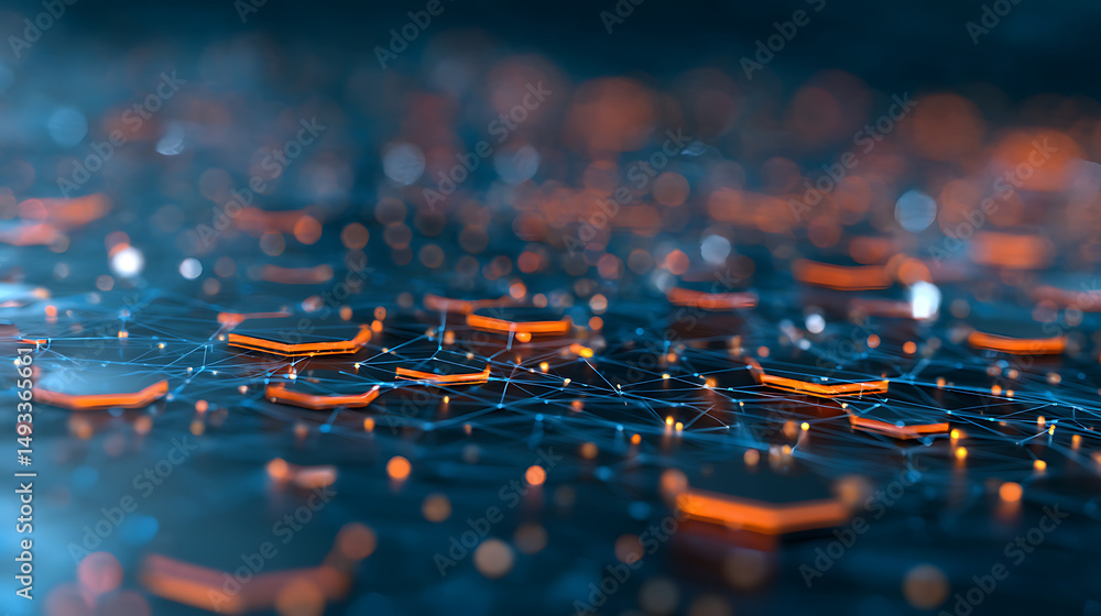 Poster abstract industrial background with hexagons. generative ai 53389389 4