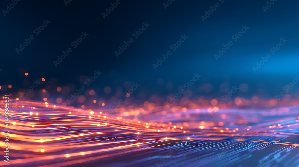 Poster abstract technological background with glowing lines. generative ai 42561718 2