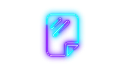 Neon sheet plastic icon glowing with transparent background
