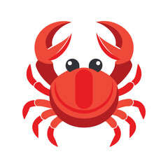 Adorable cartoon crab illustration vibrant red design for summer or marine themes