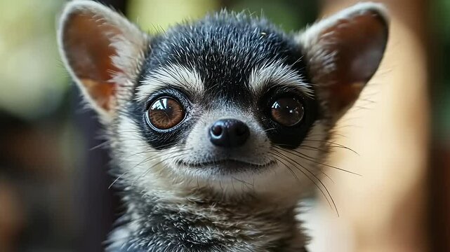 Adorable Mouse Lemur Portrait: Close-up of a Tiny Primate