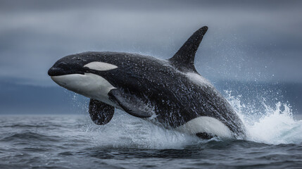 Obraz premium killer whale breaching water
