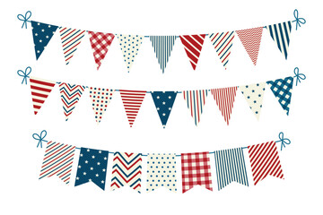 Patriotic bunting in traditional colors for Presidents Day, Independence Day, Veterans Day, Memorial Day
