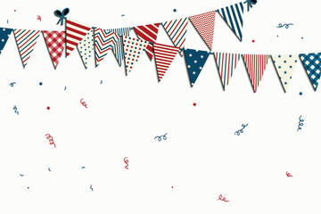 United States of America bunting flags set, vector illustration. Concept for Independence Day.