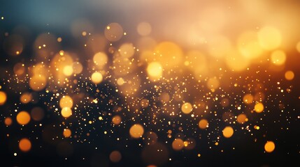 Golden bokeh lights create a festive and magical atmosphere