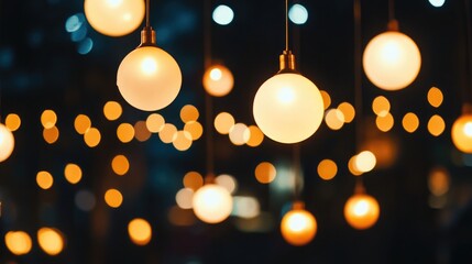 Glowing light bulbs create a warm and inviting atmosphere at night