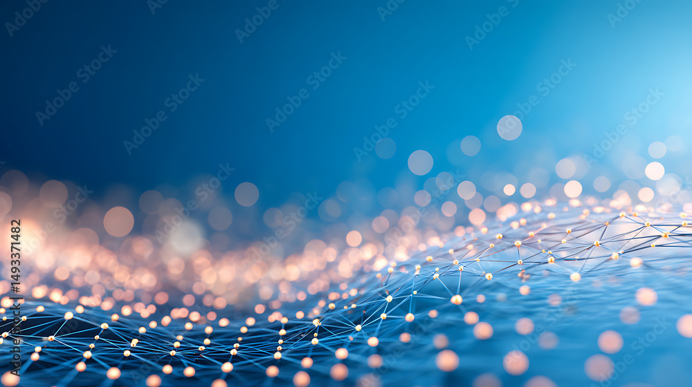Poster creative blue wire mesh on bokeh background. bg and design concept. 3d rendering. 38161742 4