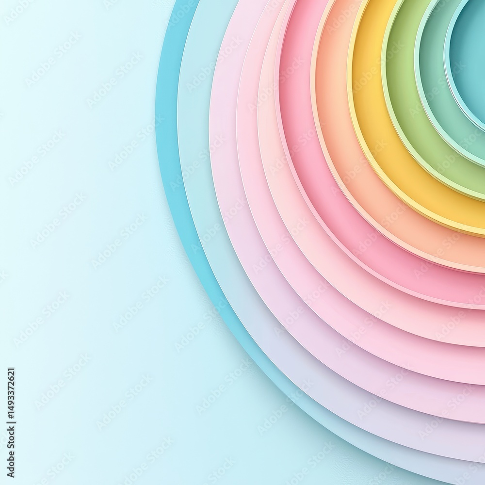 Aufkleber colorful concentric circles in pastel shades creating a serene and harmonious abstract background de