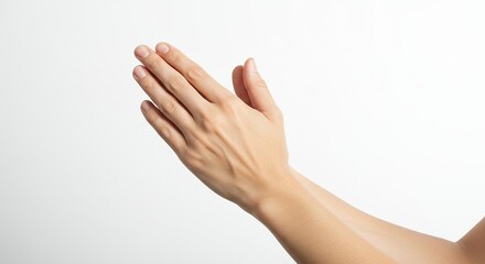 Female Hands Clasping in Prayer Isolated on White Background Conveying Hope Spirituality Faith Gratitude and Respectful Gesture for Thanksgiving Celebration