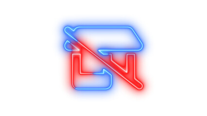 Neon shop slash icon glowing with transparent background