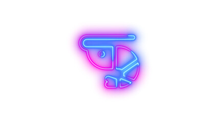 Neon shrimp icon glowing with transparent background