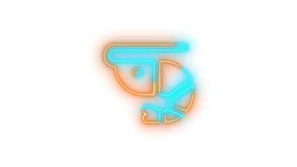 Neon shrimp icon glowing with transparent background